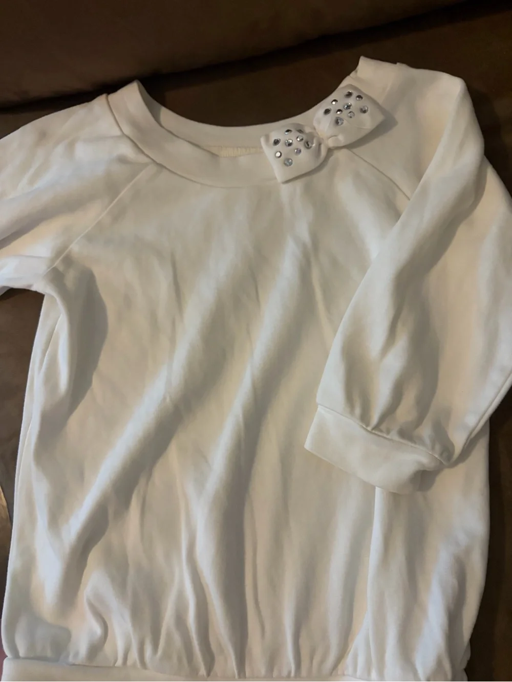 Gymboree Cream Bow Sweatshirt with Rhinestone Accents